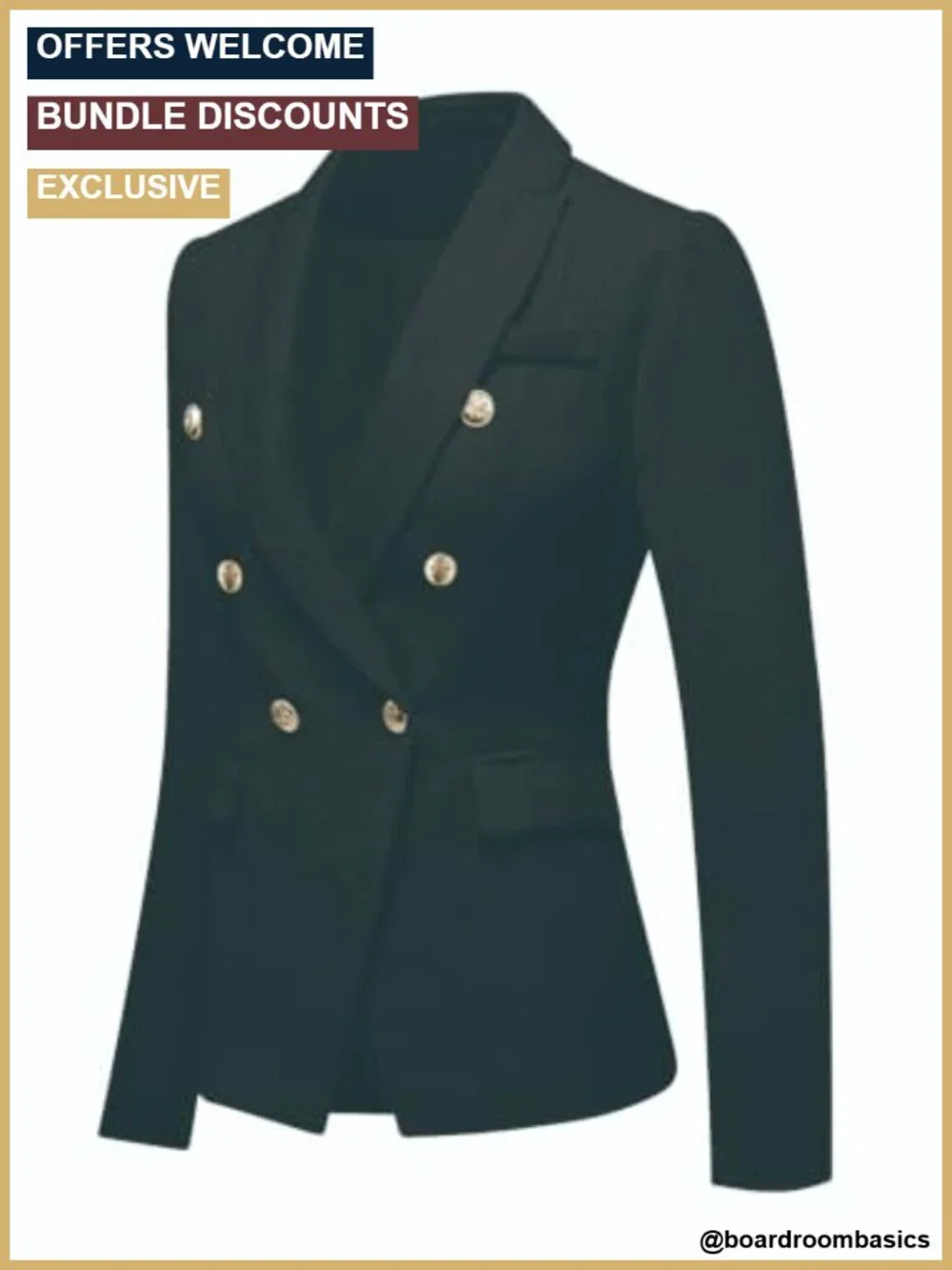 Double-Breasted Tweed Blazer Oversized Womens Blazer Office Coat Work Pockets